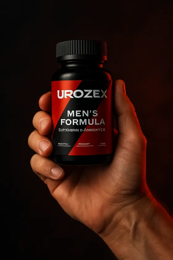 Frasco de Urozex en la mano, guía de cómo tomar las cápsulas